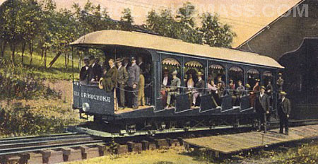 Car leaving Lower Station, Mt. Tom Railroad