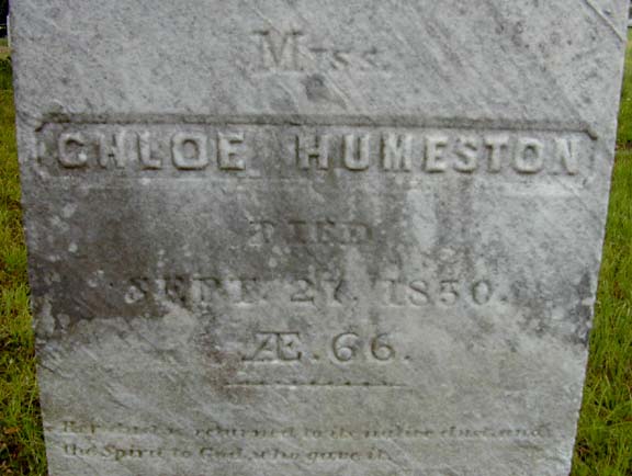 Tombstone of Chloe Humeston