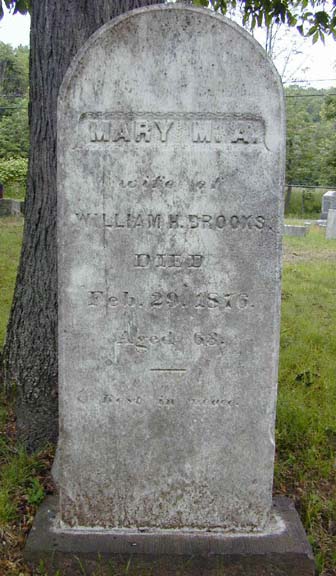 Tombstone of Mary Brooks, Holyoke, MA