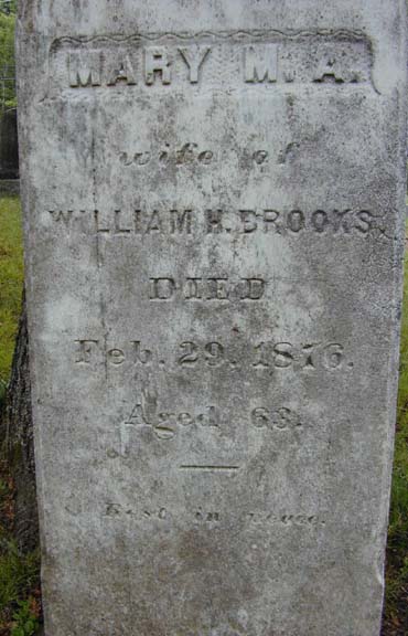 Tombstone of Mary Brooks, Holyoke, MA