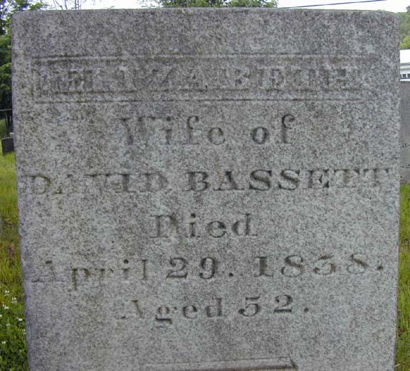 Tombstone of Elizabeth Bassett, Holyoke, MA