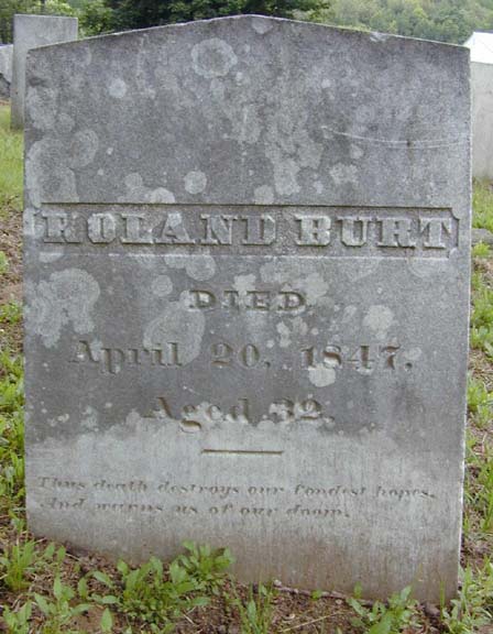 Tombstone of Roland Burt, Holyoke, MA