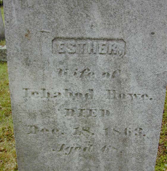 Tombstone of Esther Howe, Holyoke, MA