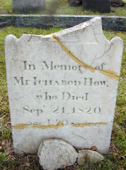 Tombstone of Ichabod How, Holyoke, MA