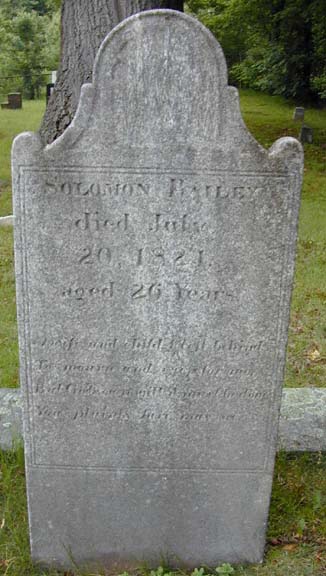 Tombstone of Solomon Bailey, Holyoke, MA
