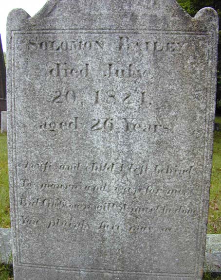 Tombstone of Solomon Bailey, Holyoke, MA