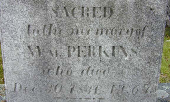 Tombstone of Wm. Perkins, Holyoke, MA