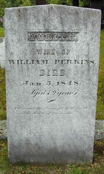 Tombstone of Judith Perkins, Holyoke, MA