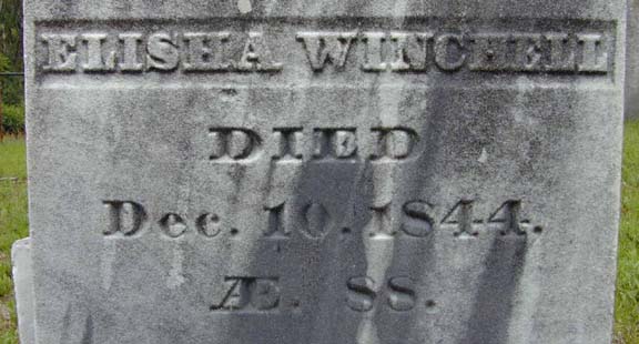 Tombstone of Elisha Winchell, Holyoke, MA