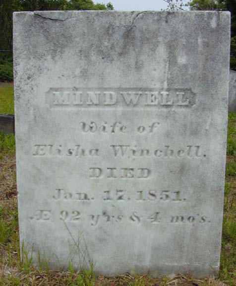 Tombstone of Mindwell Winchell, Holyoke, MA