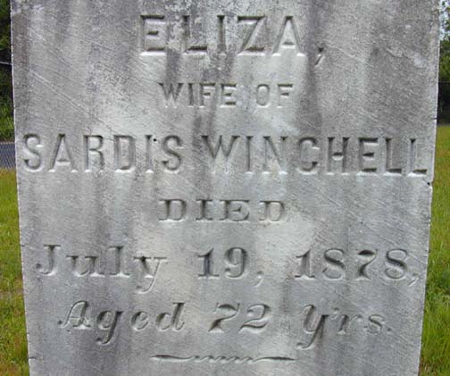 Tombstone of Eliza Winchell, Holyoke, MA