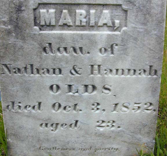 Tombstone of Maria Olds, Holyoke, MA