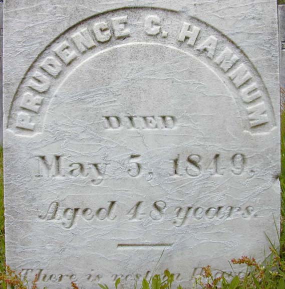 Tombstone of Prudence C. Hannum, Holyoke, MA