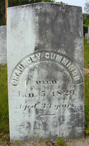Tombstone of Chauncey Cummings, Holyoke, MA