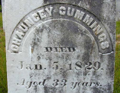 Tombstone of Chauncey Cummings, Holyoke, MA