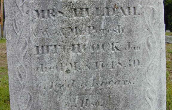 Tombstone of Huldah Hitchcock, Holyoke, MA