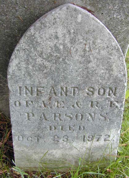 Tombstone of Infant son, Parsons family, Holyoke, MA