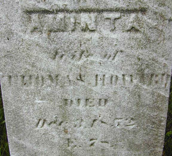 Tombstone of Aminta Howard, Holyoke, MA