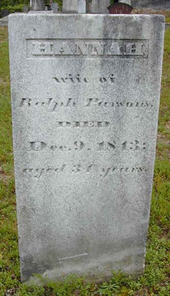 Tombstone of Hannah Parsons