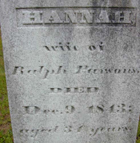 Tombstone of Hannah Parsons