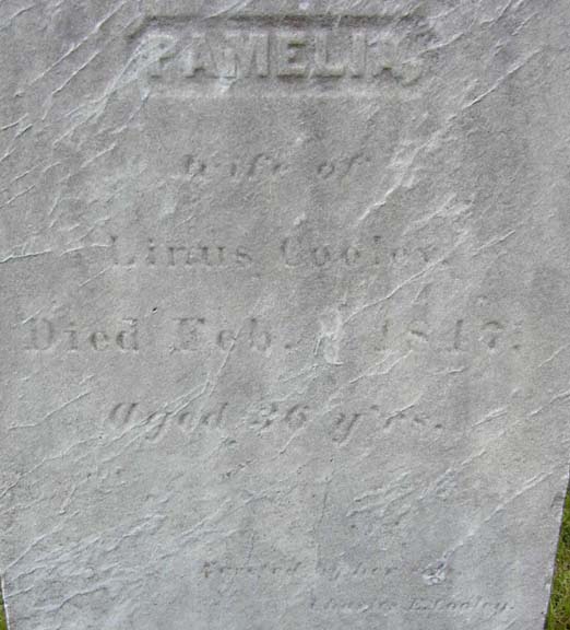 Tombstone of Pamelia Cooley